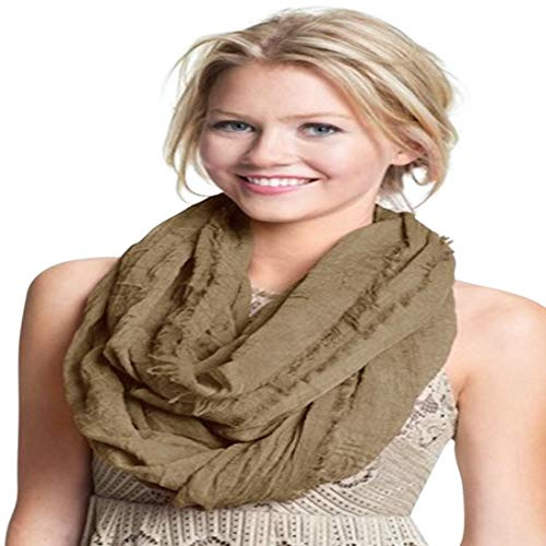 CJ Apparel Beige Mobius Infinity Scarf Snood Cowl Circular Tube Eternity Shawl Pashmina Hand Made in Nepal