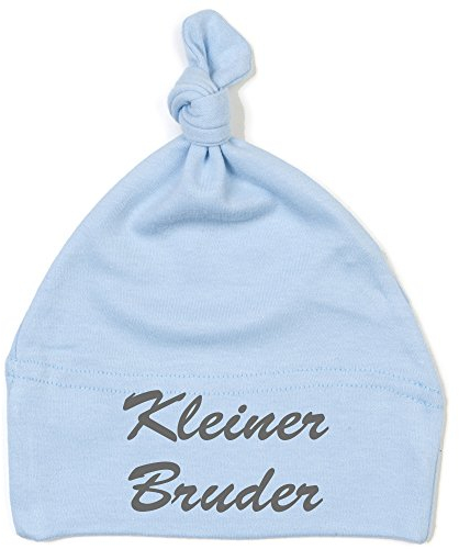 Schnoschi Babymütze in hellblau mit Kleiner Bruder hochwertig Bestickt/gestickt