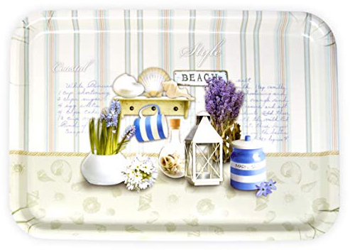Lashuma - Vassoio rettangolare per torta 45 x 31 cm, stampa Oasi Spiaggia Vassoio da pranzo dall'Italia, vassoio da dessert portatile Oase spiaggia 45 x 31 cm