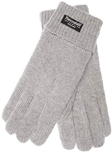 EEM Fashion Herren Strickhandschuhe, weiche Wolle mit 3M Thinsulate Thermofutter, warm für den Winter, Größen bis XXL, Wollhandschuhe, grau L/XL