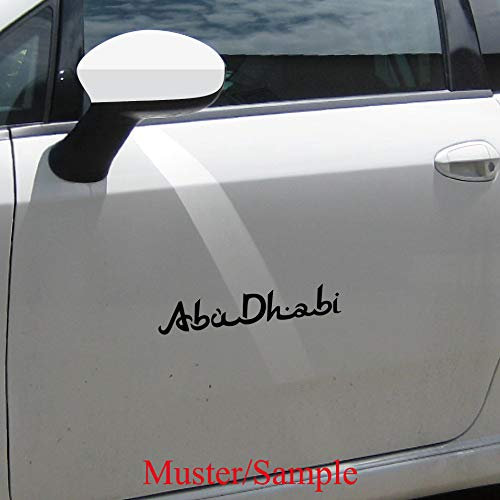 Schriftzug Abu Dhabi 20cm Auto Tür Spiegel Aufkleber Tattoo Deko Klebe Folie Autoaufkleber (schwarz)