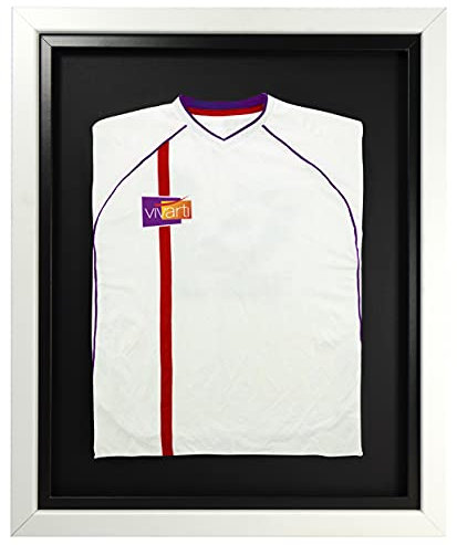 Vivarti DIY Infant Standard Sport-Shirt-Display-Rahmen – 40 x 50 cm – Weiß mit schwarzem Innenrahmen und Rückkarte für Fußball, Rugby, Band, T-Shirt, Schattenbox
