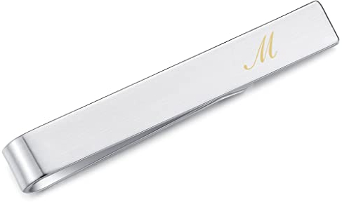 HONEY BEAR 4cm Herren Briefe Initialen Kinder Krawattennadel Krawattenklammer für schmale Krawatten Edelstahl Tie Clip,MEHRWEG (M 4cm)