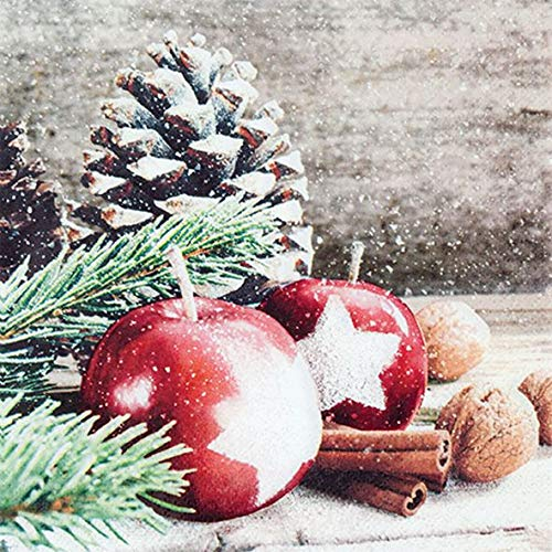 AvanCarte Servietten Weihnachten Winter Apfel Tannenzapfen 20 St 3-lagig 33x33cm