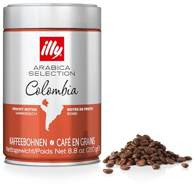 illy - Single Origin Colombia Coffee Beans - Medium Roast - 100% Arabica - Ideal For Moka Pots, Espresso, Filter Coffee - 250g Tin