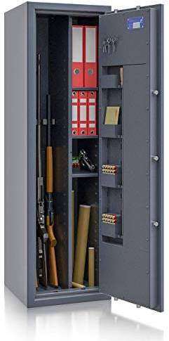 SafeHero Waffenschrank Klasse 1 EN 1143-1 Secureo Eagle 4 Kombi | Waffenschrank 1 für 4 Langwaffen | Langwaffenschrank mit Elektronikschloss | Konformer Waffenschrank Langwaffen, Kurzwaffen + Munition