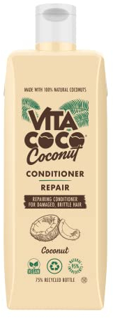 Vita Coco Reparierende Kokosnuss-Spülung für trockenes, geschädigtes Haar (400 ml). Pflegt und schützt das Haar mit 100% natürlichen Kokosnüssen und revitalisiert gleichzeitig das Haar
