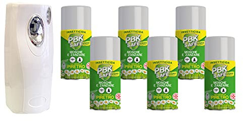 PBK SAFE Clovy Home INSETTICIDA AEROSOL 250 ML con PIRETRO NATURALE stop a MOSCHE E ZANZARE (6 BOMBOLE + EROGATORE)