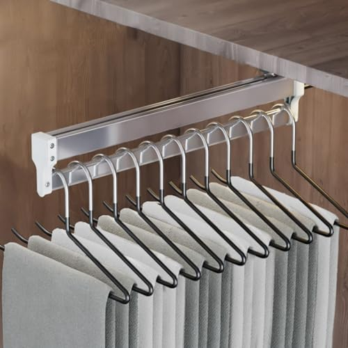 support tringle penderie Tringle à vêtements extensible avec 2 rails coulissants, tringle de placard coulissante réglable de 30 à 80 cm, porte-vêtements sur rail de garde-robe, porteuse de 25kg
