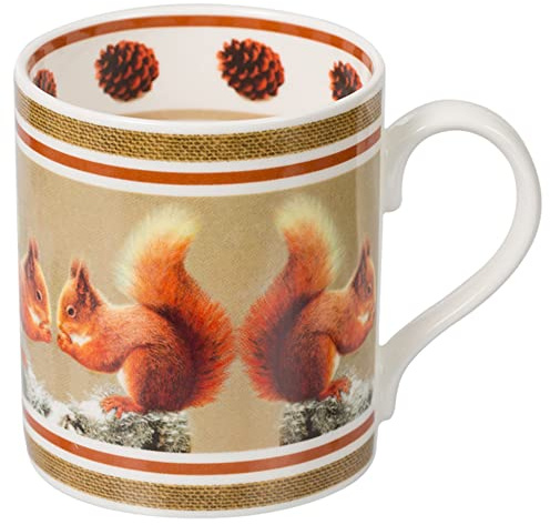 Robert E Fuller Hand Decorated Fine Bone China Mugs Inspired by British Wildlife | Animal Mugs Dishwasher & Microwave Safe - 400 ml (Mug | Squirrel)