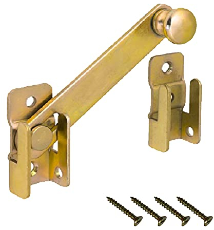 BRESKO Gartentorfalle 120x20mm gelb verzinkt Torriegel mit Schrauben Gartentor Riegel Torverschluss Stahlriegel dekorativer Türverschluss witterungsbeständig für Zaun Tor Tür Pforte Fensterladen