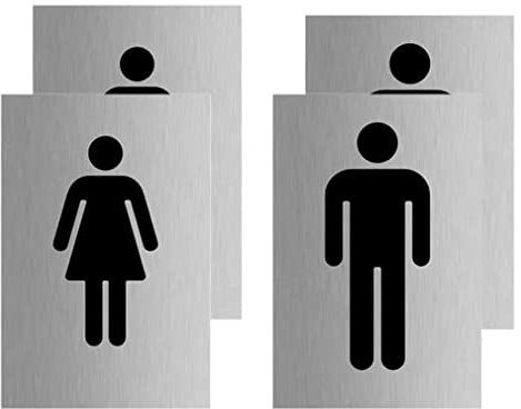 Haobase 4 Pcs Men & Women Symbol Toilet Sign Self Adhesive Vinyl Sticker (10cm x 15cm)