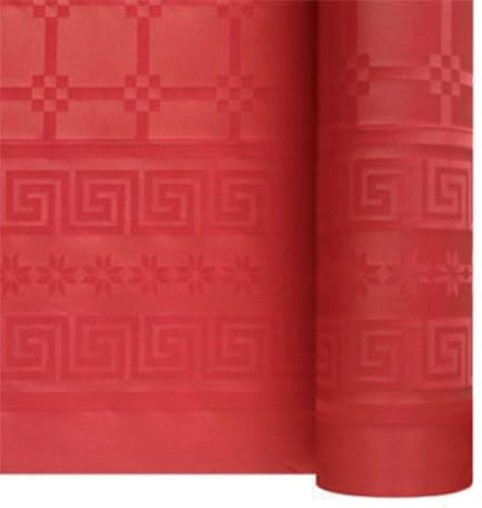 SANYGIENE Nappe Papier Rouge Jetable | Kit Pro de 2 Rouleaux de 25 M = 50 M (166 Couverts) | Largeur 1,18 M | Papier Damassé Déperlant | La Nappe des Grandes Tables de Noel | Normes Alimentaires