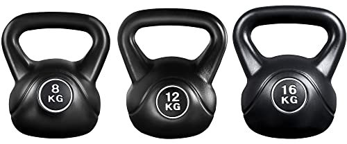 Yaheetech Kettlebell 3 Stück Kugelhantel Set mit 8 kg & 12 kg & 16 kg Rundgewicht Bodenschonende Schwunghantel Kugelgewicht für Anfänger oder Fortgeschrittene