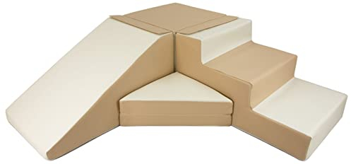 4 Großbausteine Schaumstoffbausteine Spielbausteine Bauklötze Rutsche-Set (Farbe: weiß, cappuccinofarben)