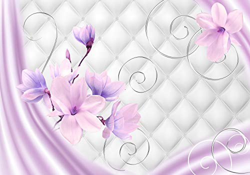 wandmotiv24 Fototapete Magnolie Weisse Rosa, 400 x 280 cm - selbstklebende Strukturtapete, Wanddeko, Wandbild, Wandtapete, Blumen, Ornament, Leder M1392