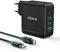 MOKiN Cargador USB C GaN de 140 W para ordenador portátil – PD 3.1 Cargador rápido con pantalla de 1,2 m Cable de carga para MacBook Pro/Air M1/M2, Dell, HP, Lenovo, iPhone, Galaxy, Pixel