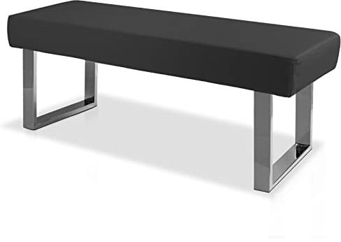 JIEXI Moderne Essbank für 2 Erwachsene, Glänzende Beinbank aus PU-Leder mit Polsterung für 4 Kinder, Minimalistischer Stuhl für Küche, Wohnzimmer und Flur (schwarz)