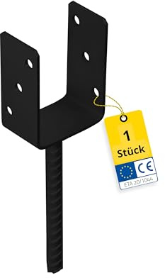DMX U Pfostenträger 90x90 - Anker zum Einbetonieren - Pfostenanker | U profil - Pfostenträger zum einbetonieren - Stützenfuß für Zaunpfosten - Holzpfosten - Anker - Terrasse, - Carport Pavillon