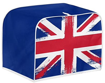 Kuiaobaty Union Jack Flagge Druck Toaster Staubdichte Abdeckung für 2 Scheiben Navy Blau Kleine Brotbackmaschine Ofenabdeckung Staubschutz