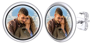 Supcare Ohrringe Damen Rund-Form mit Foto Männer Witzig Ohrstecker Edelstahl Ohrschmuck Boho Sommer Liebeskind Modeschmuck Ohrringe Rund-Silber