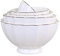 Chic Antique Set 5-teilig Schüssel Bowl Müssli-Schale Desertschale Arés Dippschalen Porzellan in weiß mit Goldrand, von H4,5/Ø8 cm bis H9/D15,5 cm