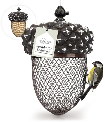 WILDLIFE HOME Distributeur de nourriture pour oiseaux en cacahuètes Mangeoire en métal inoxydable Station d'alimentation à suspendre