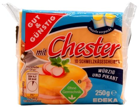Gut & Günstig Schmelzkäsescheiben mit Chester, 16er Pack (16 x 250g)