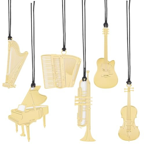 CRASPIRE 12 Stück Messing-Lesezeichen, Musikinstrument-Seitenclips, Lesezeichen, Notizbuch, Darts, Buchmarker Mit Quaste Zum Lesen, Schule, Arbeit, Buchliebhaber, Lehrer, Klassenkameraden, Freunde