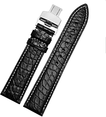 SOMKB Uhrenarmband aus Krokodilleder-Armband für alle Marken von 12, 13, 14, 15, 16, 17, 18, 19, 20, 21, 22, 23, 24 mm, mit Faltschließe, 21 mm, Achat, 21mm, Achat