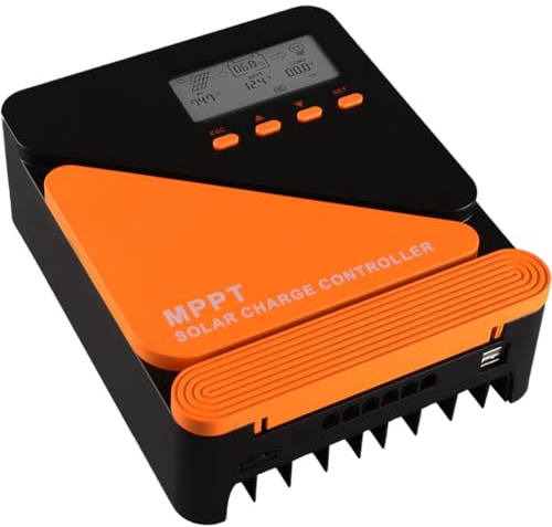 SolaMr 40A MPPT Regulador de Carga Solar 12/24V Parámetro Automático Ajustable con Pantalla LCD y Doble Puerto USB Panel Solar Regulador de Batería para Gel Sellado Inundado y Batería de Litio-GM-D40A