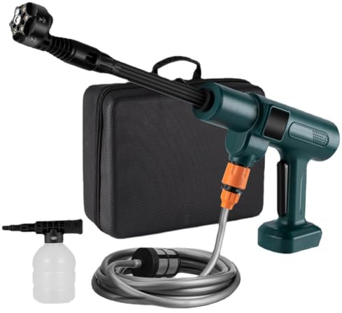 Idropulitrice a Batteria, Pistola Idropulitrice Portatile Senza spazzole Compatibile con Makita 18V Batteria, 2 modalità con Tubo da 5 m, Ugello 6 in 1, Filtro, Caraffa di Schiuma