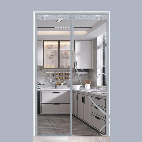 JIAJUTUI001 Transparent Magnetic Thermal Insulated Door Curtain,Magnetic Door Cover Curtain,Self-Sealing Temporary Door Keep Warm in Winter,Wind,Cold for Kitchen,Bedroom (80x200cm)