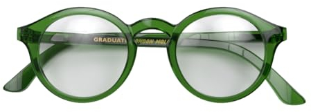 LONDON MOLE® „Graduate“-Lesebrille – coole runde Brille für Männer und Frauen, entworfen für Stil, Komfort und Haltbarkeit – glänzendes transparentes Grün – Vergrößerung +2.5