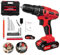 Cordless Drill Driver 21V,Cordless Drill Power Tool Electric Screwdriver,25+1 Torque,2 Speed,LED Light,29 Accessories,Cordless Combi Drill Kit for Home and Garden DIY, (1 Battery)-Red