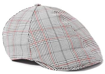 Riki Browns Schiebermütze Herren aus Leinen mit Baumwollfutter - Made in Italy - Blau Kariert, Schwarz, Tweed mit Roten Linien - Größen 55, 57, 59, 61