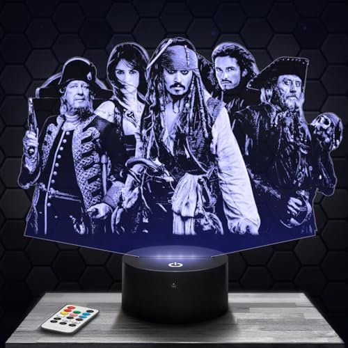 Nachttischlampe Piraten Karibik Dekoration Jungen Mädchen Lampe 3D Film Serien Piraten Karibik Geschenkidee Dekoration Nachtlicht originelle Schreibtischlampe für Weihnachten