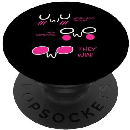 Wir haben alle Dämonen Owo UWu Vaporwave Aesthetic Anime PopSockets mit austauschbarem PopGrip