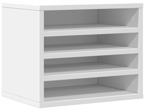 vidaXL Schreibtisch Organizer, Dokumentenablage mit Stauraum, Druckerhalter für Büro Zuhause, Briefablage Papierablage Büro-Organizer, Weiß Holzwerkstoff