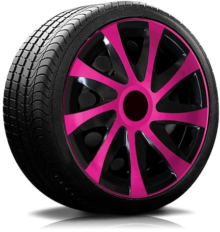 Autoteppich-Stylers RADKAPPEN RADBLENDEN RK04 schwarz/pink für 15 Zoll Stahlfelgen 4 Stück