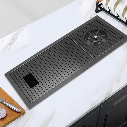 Stainless Steel Undermount Bar Sink with Glass Rinser, Single Bowl Prep Kitchen Sink for Hotel Cafe Restaurant Workstation - 23.4 X 10.2 Inch