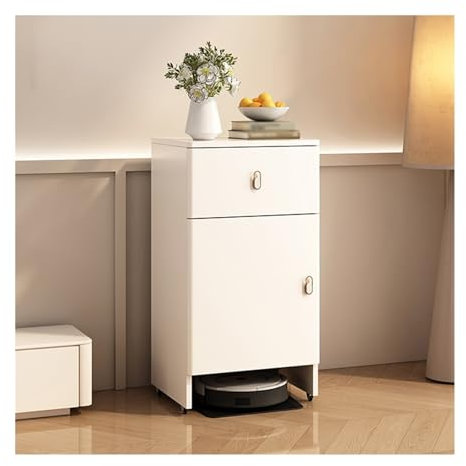 FUHAI-666 Kehrmaschine Organizer Kehrroboter Regal Abnehmbares Lagerregal Basisstation Schrank Lagerschrank(Weiß,55x40x92cm)