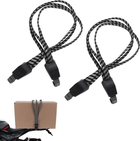 AOZUO 2 Pièces Sangles d'Arrimage de Vélo avec Crochets, Sangles d'Arrimage de Vélo Réglables pour Porte-Bagages, Corde de Vélo Élastique, Classeur à Crochet de Vélo pour Camping, Porte-Bagages, Moto
