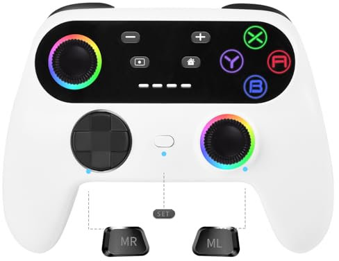 Lampelc Switch Controller für Switch/OLED/Lite, Switch Pro Controller, 9 LEDs Wireless Controller für Switch mit Turbo, 6-Achsen, Aufwachen, Gyroskop, SYNC, Makro und Screenshot