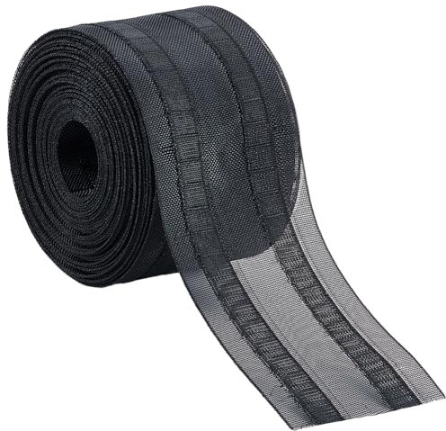 BENECREAT Cinta de cortina negra de 10 m, 75 mm, accesorio de cortina perforado para cortinas, cortinas plisadas y ganchos de cortina