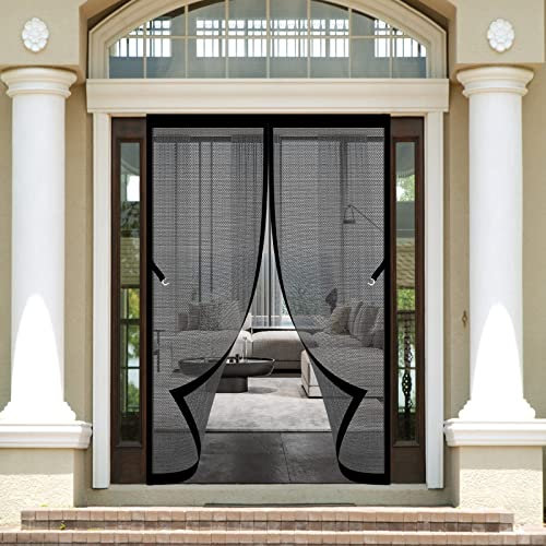Zanzariera magnetica per porta scorrevole per balcone, patio, soggiorno, 275 x 215 cm, facile da installare, chiusura automatica, colore nero