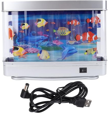 Künstliches Aquarium, Mini-Aquarium, Künstlicher Tropischer Fisch, Dekoratives Gefälschtes Aquarium, Dekorative Lampe, Aquarium-Lichter, Bewegungslampe, Nachtlicht mit