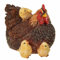 SIDCO Gartenfigur Huhn mit Küken Henne Gartendeko Bauernhof Dekofigur h.-braun
