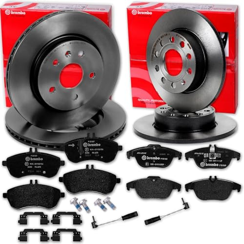 brembo Bremsscheiben + Beläge vorne+hinten | 09.B280.41 + P50067 + 08.A612.41 + P50068 + Wk Kompatibel mit C-Klasse (W204),C-Klasse Coupe (C204),C-Klasse T-Model (S204)
