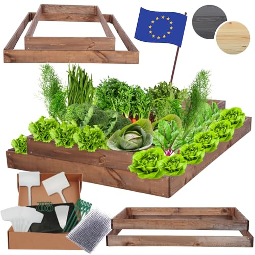MODO24 Hochbeet Holz, Blumenkasten, Gartenbeet, 18x90x100cm, Braun | Robustes Kräuterbeet & Pflanzbeet aus Kiefernholz, Dekoratives Blumenbeet & Gartenbeet für Garten, Balkon & Terrasse